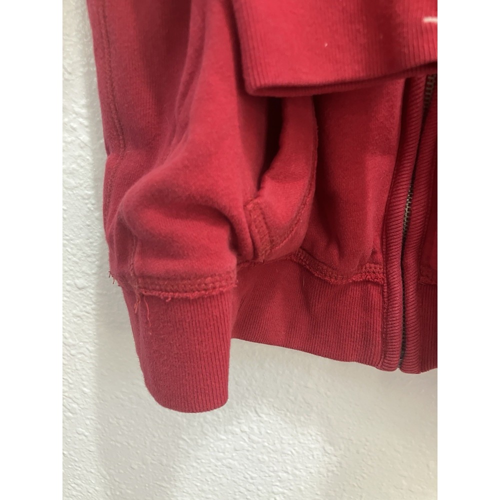 Y2k Vintage Aeropostale New York City Red Zip Up Faux Fur Hoodie Size Large - Picture 4 of 12
